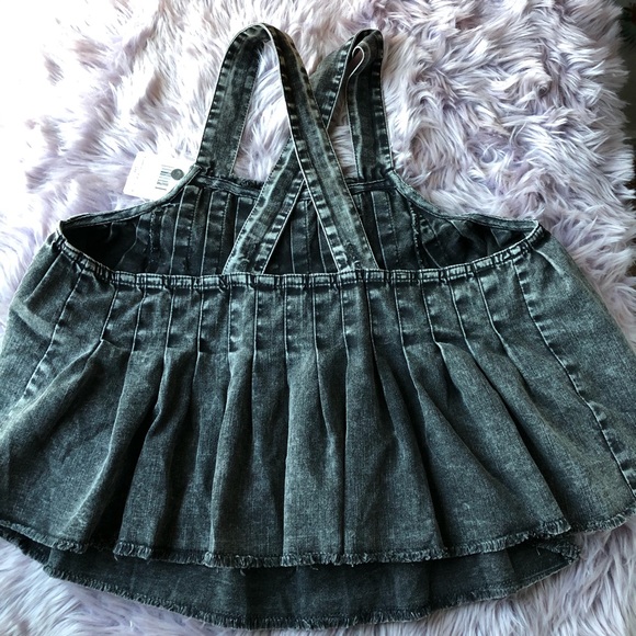 NWT  Free People Wash Black Denim Top Size M - Picture 4 of 6